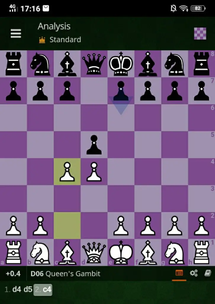 This is a picture of the queens gambit: 1. d4 d5 2.c4