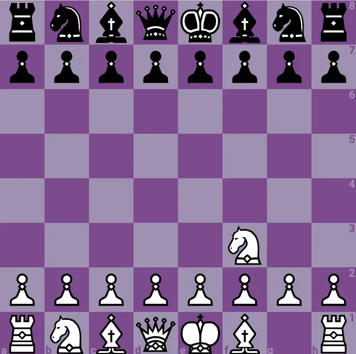 Reti opening in an online chessboard. 