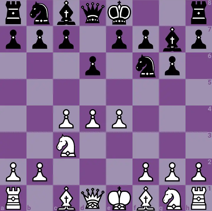 King's indian defense in an online chessboard. 
