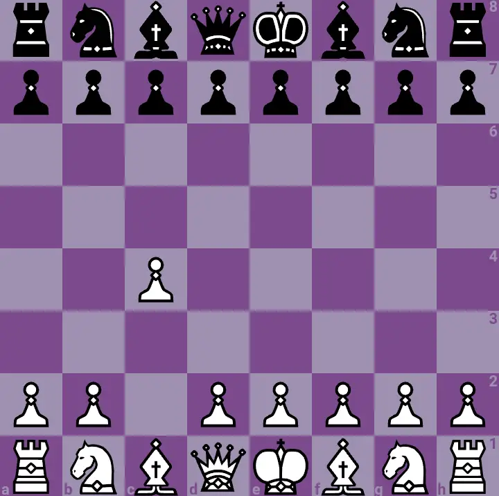 English opening in an online chessboard. 