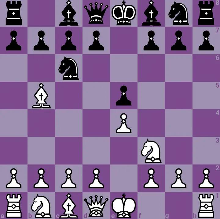 Ruy lopez on an online chessboard. 