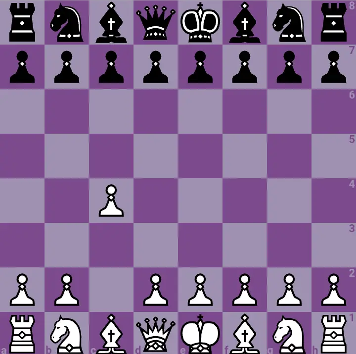 English opening on an online chessboard. 