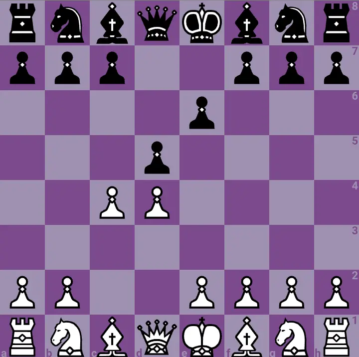 Queen's gambit declined on an online chessboard. 